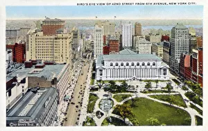 Images Dated 23rd April 2021: Aerial view - New York Public Library and Bryant Park, NYC
