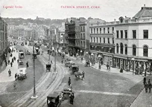 Patrick Prints: Aerial view of Patrick Street, Cork, Munster, Ireland