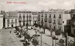 Aerial view of Plaza de Pacifico, Seville, Spain