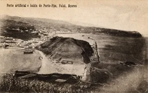 Acores Collection: Aerial view of Porto Pim, Faial (Fayal) Island, Azores