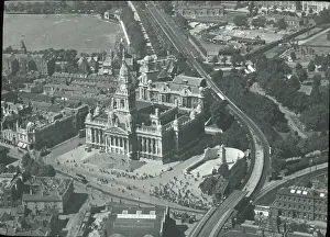Portsmouth Prints: Aerial view of Portsmouth Guildhall prior to its bombing