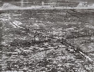 Stump Gallery: Aerial view, ruins of Dranoutre, Belgium, WW1