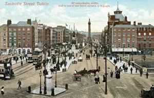 Cobblestones Collection: Aerial view of Sackville Street, Dublin, Ireland
