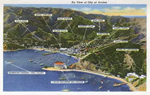 Casino Prints: Aerial view, Santa Catalina Island, California, USA