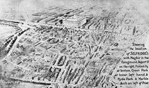 Selfridges Prints: Aerial view of Selfridges Department Store, London