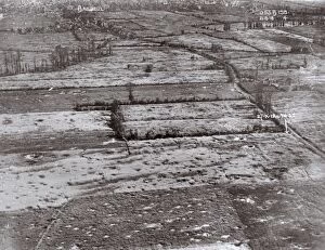Images Dated 25th January 2017: Aerial view, shelling near Bailleul, Northern France, WW1