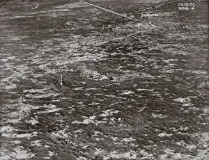 Observation Prints: Aerial view, shelling near Dranoutre, Belgium, WW1