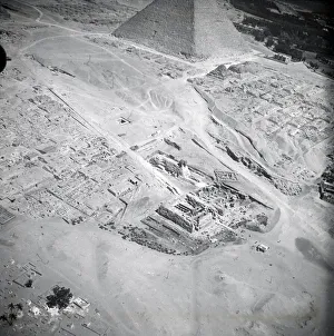 Sphinx Gallery: Aerial view of Sphinx and Pyramid, Giza, Cairo, Egypt