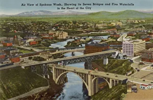 Waterfalls Prints: Aerial view of Spokane, Washington State