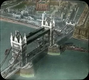 *NEW* Glass Lantern Slide Scans Collection: Aerial view of Tower Bridge
