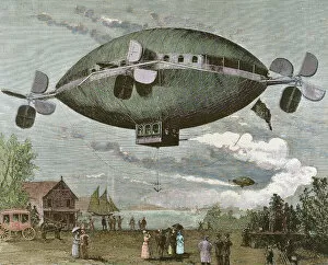 Cole Collection: Aerostat. Engraving in The Illustration, 1887