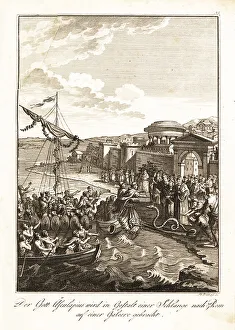 Aesculapius brought to Rome in the form of a serpent on a galley