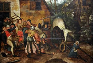 Images Dated 11th April 2012: Affray between Peasants and Soldiers by Pieter Brueghel the