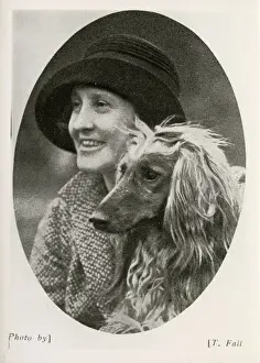 Hound Prints: Afghan Hound - Ch. Sirdar of Ghazni with Mrs Amps - Kennel founded in 1925 Date
