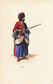 19thcentury Prints: Afghan soldier from Herat in turban, robes