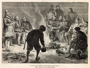 Images Dated 21st May 2020: Afghan War - Camp Fire of the 10th Hussars, Jellalabad