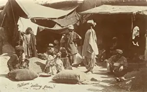 Barley Prints: Afghanistan - Bazaar at Chaman - Pathans selling grain