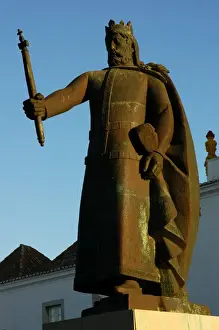 Boulogne Prints: Afonso III of Portugal. Statue. Faro. Algarve. Portugal