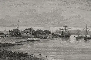 Zaire Prints: Africa. Congo. The fleet of the international expedition