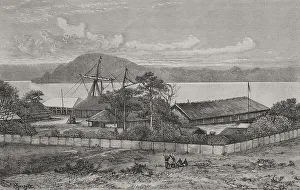 Africa. Congo. View of Boma, in front of Buka-M'Boma