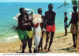 Bring Prints: Africa - Fisherman bring a large fish ashore