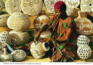 Nigeria Prints: Africa - Nigeria - Calabash Carver