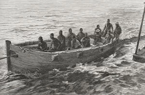 Navigating Collection: Africa. Pilot-boat in tow of a steamship, on the Congo River