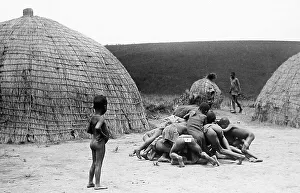 Zulus Prints: Africa Zulu children playing pre-1900