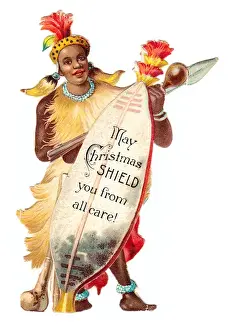 African man on a Victorian Christmas scrap