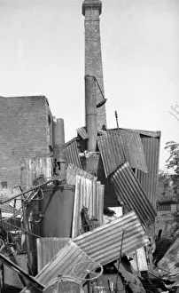 Aftermath of a factory fire, Fire Force Area 34, WW2