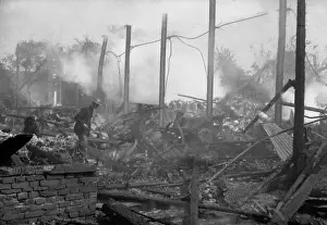 Aftermath of a factory fire, Fire Force Area 34, WW2
