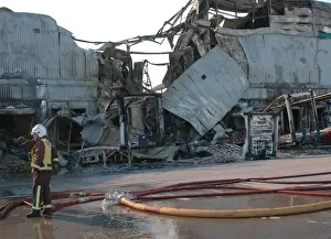 Aftermath of a fire at warehouse in Bow, East London
