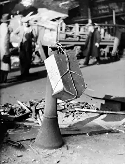 Explosive Prints: Aftermath of high explosive bomb, Blackfriars Road, WW2