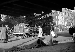 Wreckage Prints: Aftermath of a high explosive bomb at Blackfriars Road, WW2