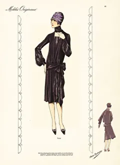 Afternoon dress of chocolate Moroccan crepe