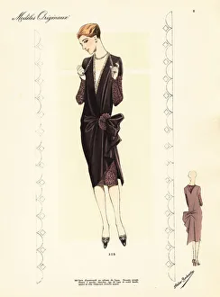 Haute Couture Prints: Afternoon dress in Lyons velvet with large bow on one hip