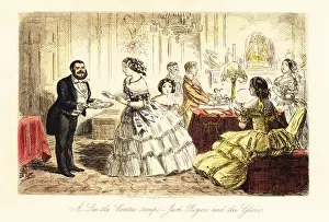 Crinoline Prints: Afternoon tea in a Victorian drawing room, 19th century