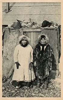 Eskimo Prints: Age and Smile - Two happy elderly Eskimos of Polar region