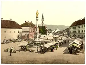 Agram, Capital Palace, with Maria Statue, by Fernkorn, Croat