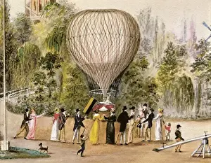 Water Colour Prints: Air balloon in the Rosembaumschergarten, Vienna