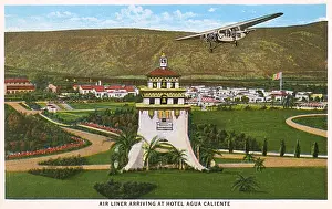 Hacienda Prints: Air liner arriving at Hotel Agua Caliente, Tijuana, Mexico
