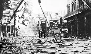 Air raid damage in Shanghai, China, probably 1937