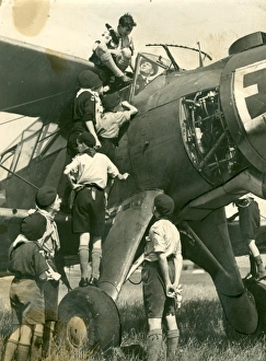 Albacore Gallery: Air Scouts climbing on plane with Lord Olivier