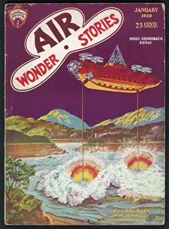 Johnson Prints: Air Wonder Stories scfi magazine cover, Drying up a lake