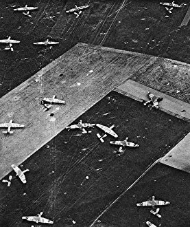 Airborne troops landing in Caen