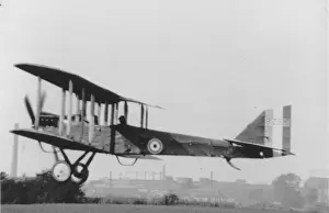 Biplanes Prints: Airco DH 6 trainer in flight