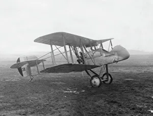 Havilland Collection: Airco DH2 De Havilland biplane on an airfield, WW1