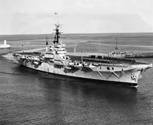 Aircraft-Carrier Hms Glory (R62) Entering Grand Harbour, ?
