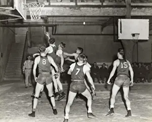 Erding Prints: Airmen Playing Basketball in a Gym at the Headquarters o?