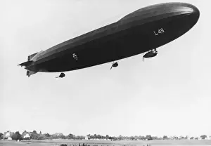 Blimp Prints: Airship Flying with Marking L48 and German Iron Cross